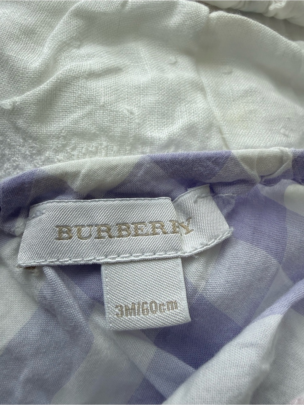 Burberry Set dress + pants 3/6 months strapless Burberry white purple - Picture 7 of 7
